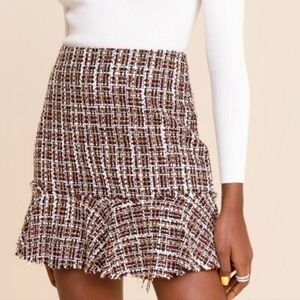 Francescas ALYA Darla Burgundy Plaid Tweed Festive Old Money Mini Skirt